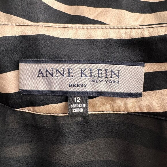 Anne Klein Silk Dress Womens 12 Zebra Belt Oversized Slouchy Animal Print Raglan - Picture 4 of 7